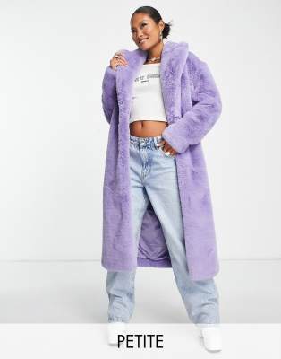 Ever New Petite oversized faux fur midi coat in soft purple