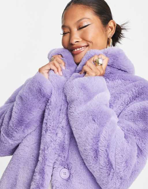 Purple coat cheap with fur hood