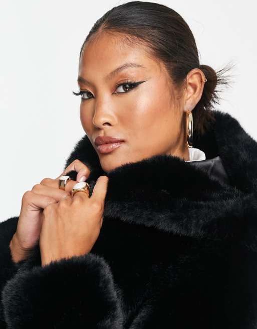 Petite black fur jacket sale