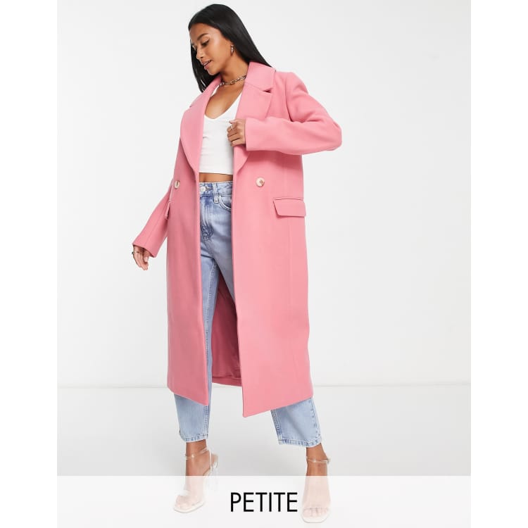 Ever New Petite oversized woven coat in pink ASOS