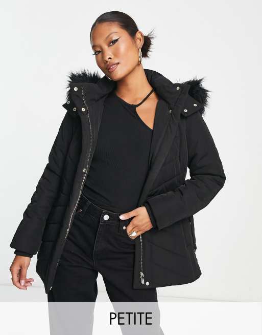 Wallis black midi shop belted padded coat