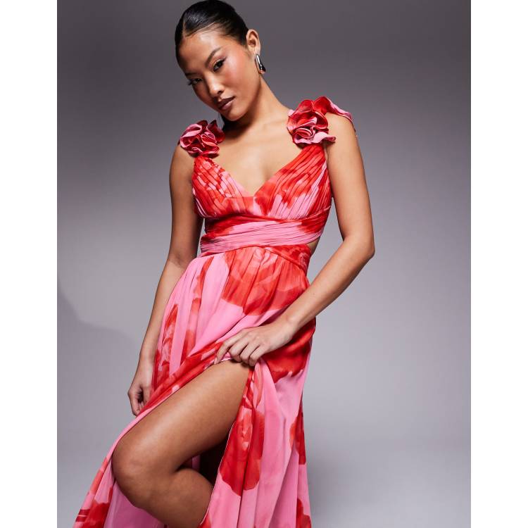 Ever New Petite rosette maxi dress in red floral