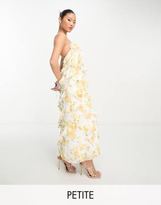 Ever New Petite Ruffle Maxi Dress In Yellow Floral | ModeSens