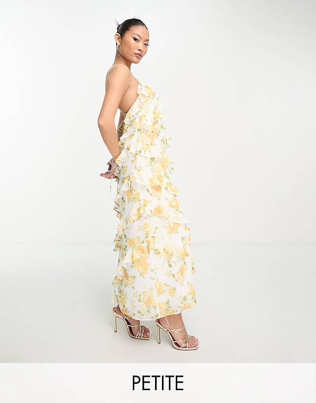 Ever New Petite ruffle maxi dress in yellow floral