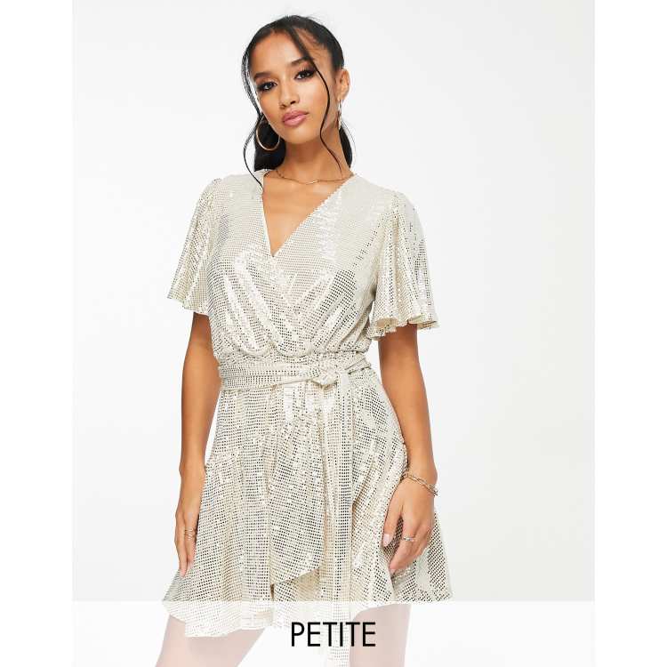 Forever new sequin flippy hem mini dress in silver sales