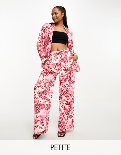 Pink Floral Top and White Trousers Set