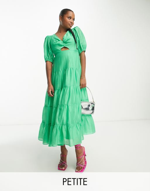 Petite fashion green maxi dress