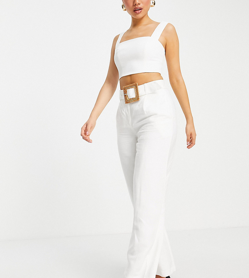 Forever New Petite Ever New Petite Smart Tailored Pants With Belt In White