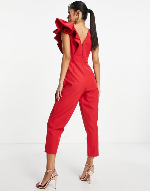 Red store petite jumpsuit