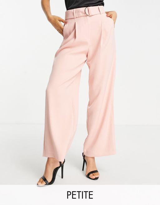 Ever New Petite tailored belted wide leg pants in blush