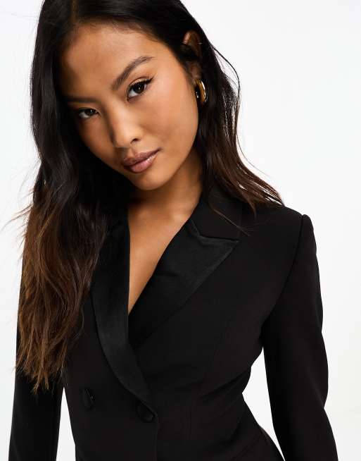 Vila Petite tailored blazer mini dress in black - ShopStyle