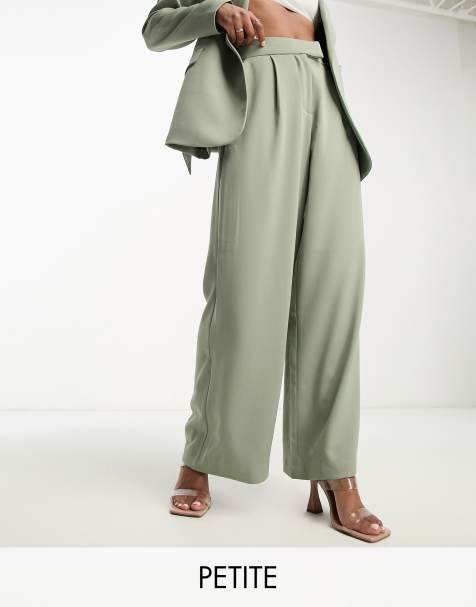 Ever New Petite tailored wide leg trousers in olive