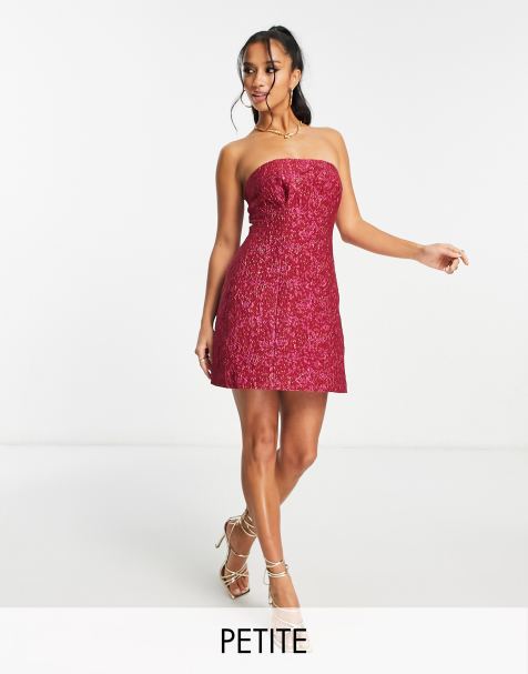 ASOS DESIGN boucle corset mini dress in pink and red houndstooth