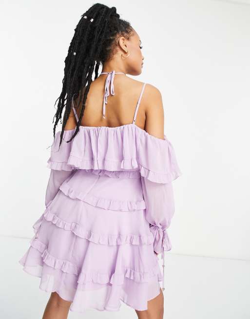 Strapless Two-Tier Ruffle Mini Dress