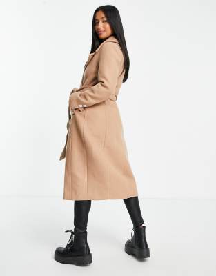 petite camel wrap coat