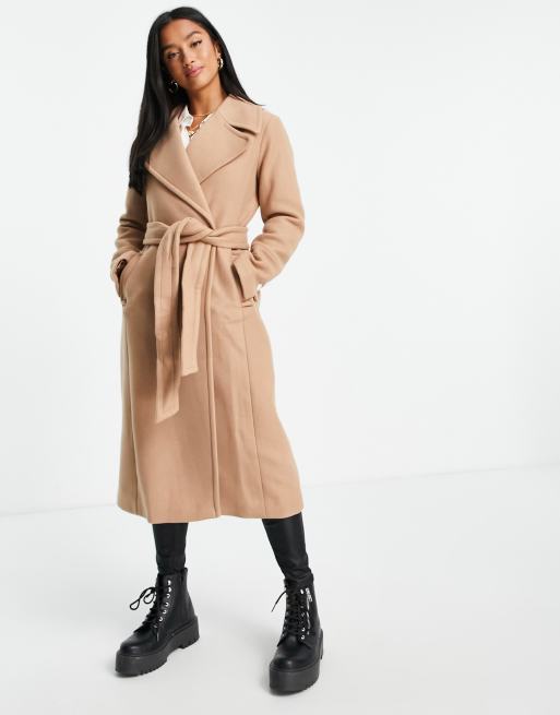 Camel midi coat sale