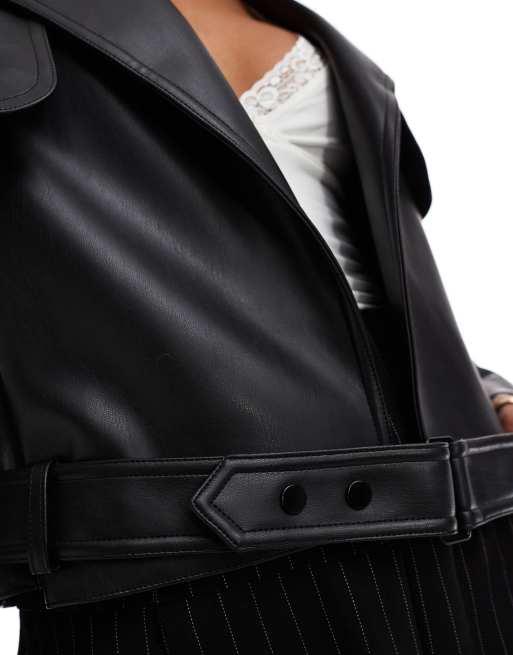 Ever New PU belted jacket in black, 4 of 4