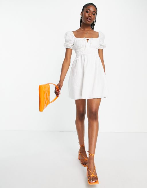 White ruffle shop short dress