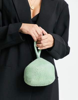 Ever New rhinestone grab bag in lime | ASOS