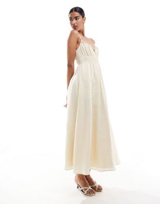 Ever New Ruched Bust Midi Dress In Butter Bean-white