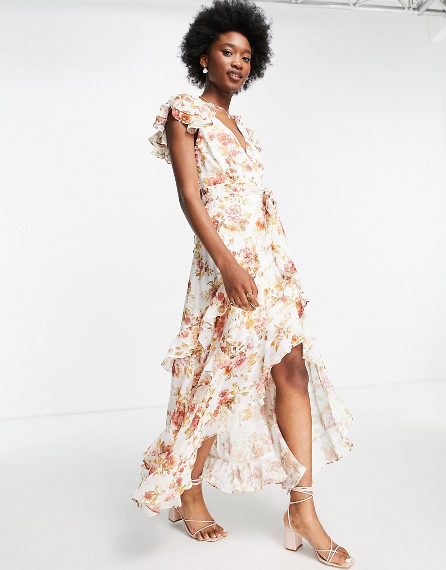 Ever New ruffle maxi dress in antique floral print-Multi