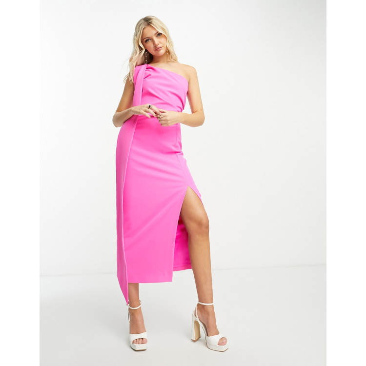 Vivid Bright Pink Asymmetrical Dress