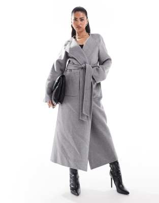 Ever New Scarf Coat In Charcoal-gray