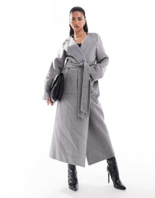 scarf coat in charcoal-Gray