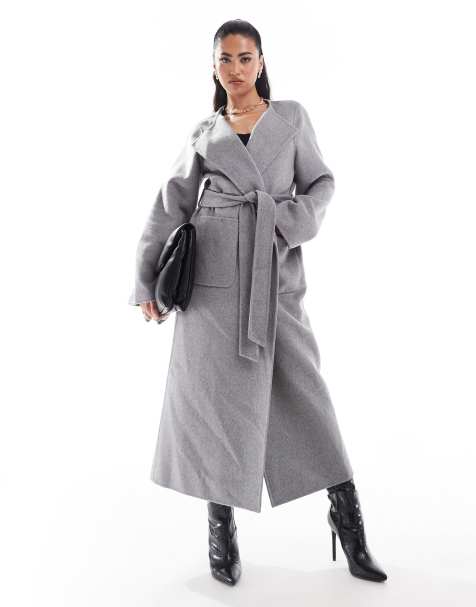 Ever New scarf coat in charcoal - view 1