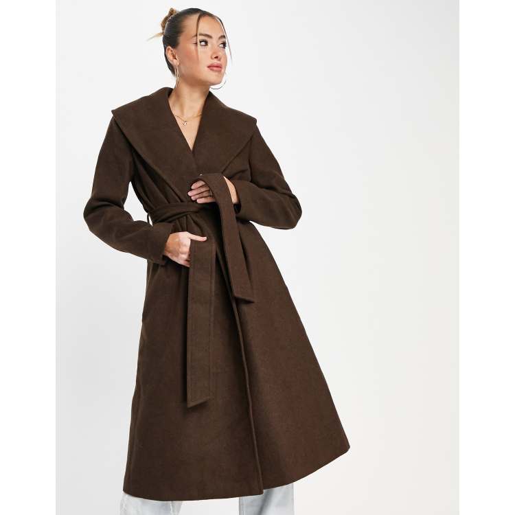 Ever New shawl wrap coat in chocolate brown