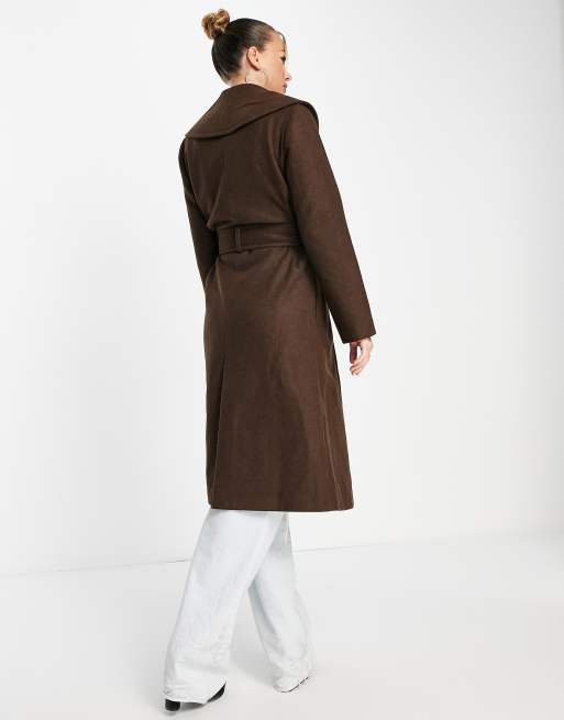 Ever New shawl wrap coat in chocolate brown