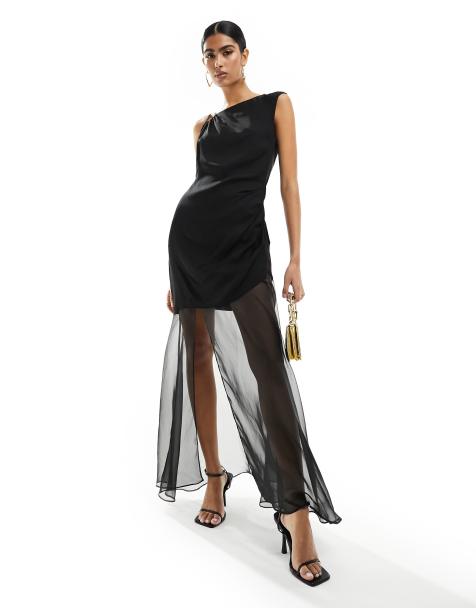 Ever New sheer contrast maxi dress in black - view 1