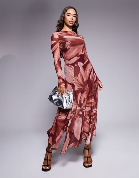 Ever New sheer  dress in rust floral