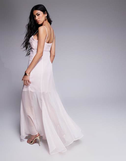 Ever New sheer maxi dress in powder pink, 4 of 4