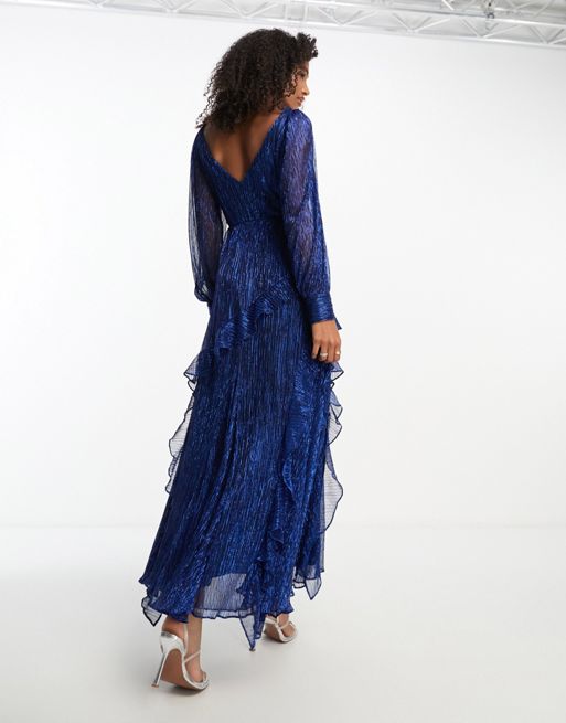 Cobalt Lace Pleated Tier Dress – EllieMakir