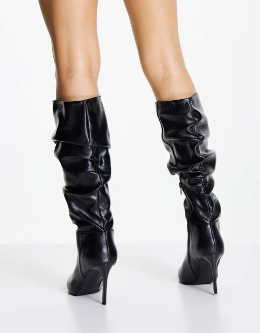 Black slouchy thigh high hot sale boots