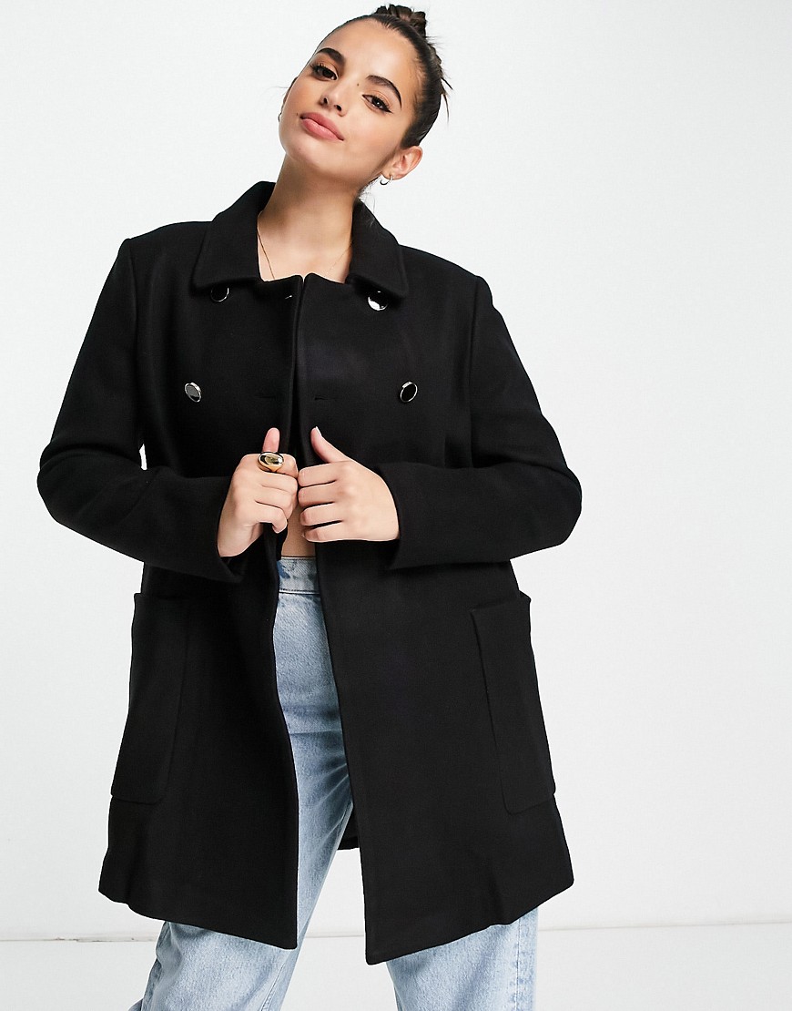Forever New Ever New Smart Collar Pea Coat In Black