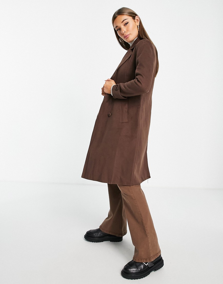 Forever New Ever New Smart Midi Coat In Chocolate Brown
