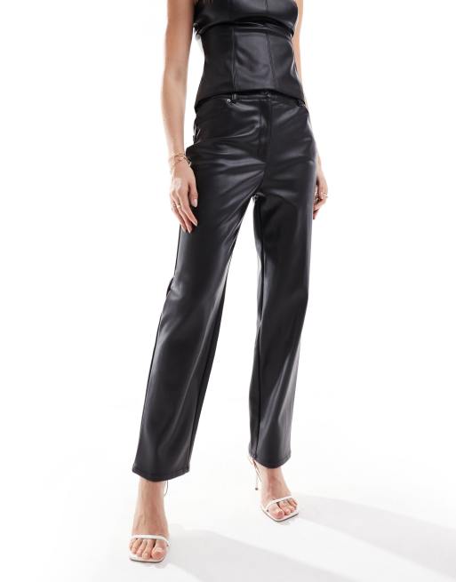 Ever New straight leg leather look pants in black - part of a set, 2 of 5