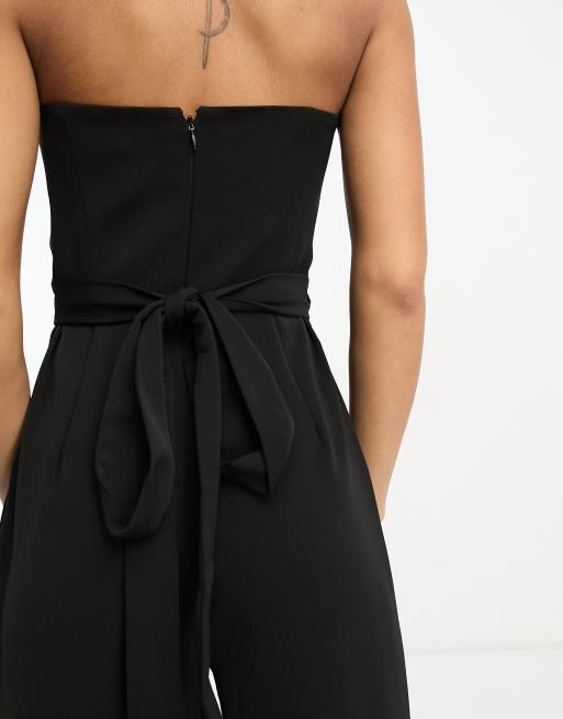 I Saw It First frill strap culotte jumpsuit in black and white