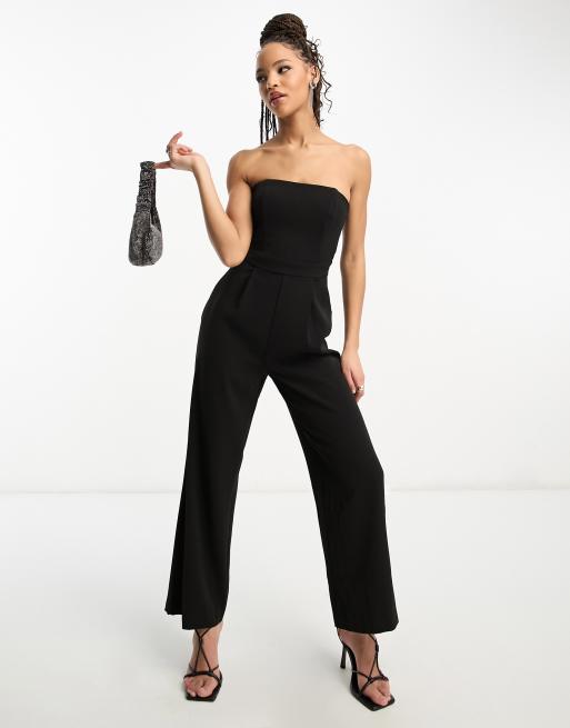 STRAPLESS LONG JUMPSUIT - Black