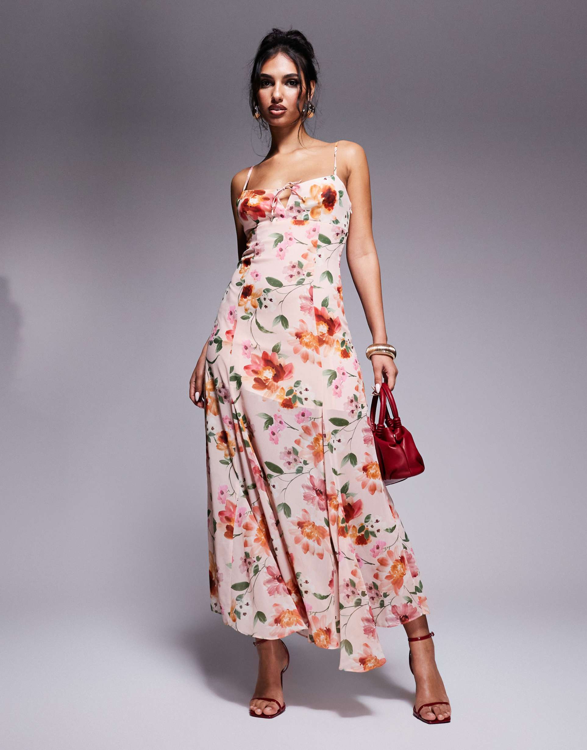 ever new strappy midaxi dress in pink floral