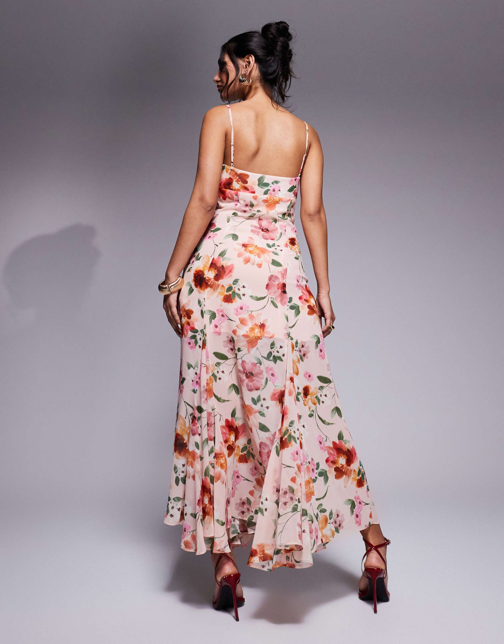 ever new strappy midaxi dress in pink floral