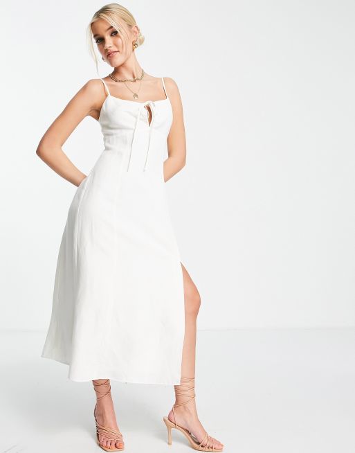 White midi dress outlet with slit