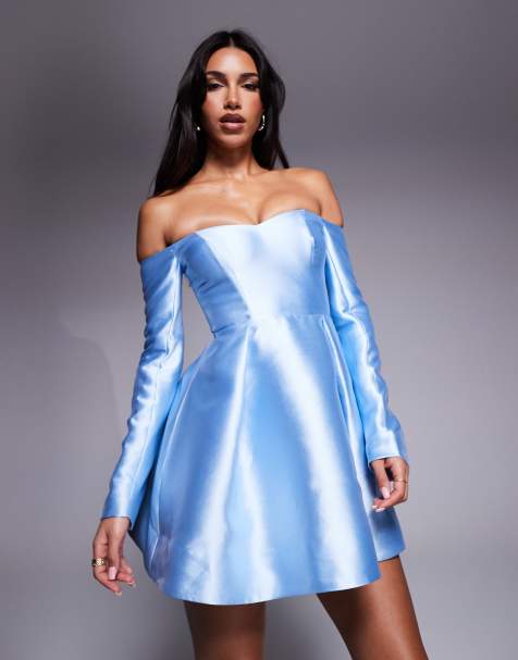 Ever New structured mini dress in muted blue - view 1