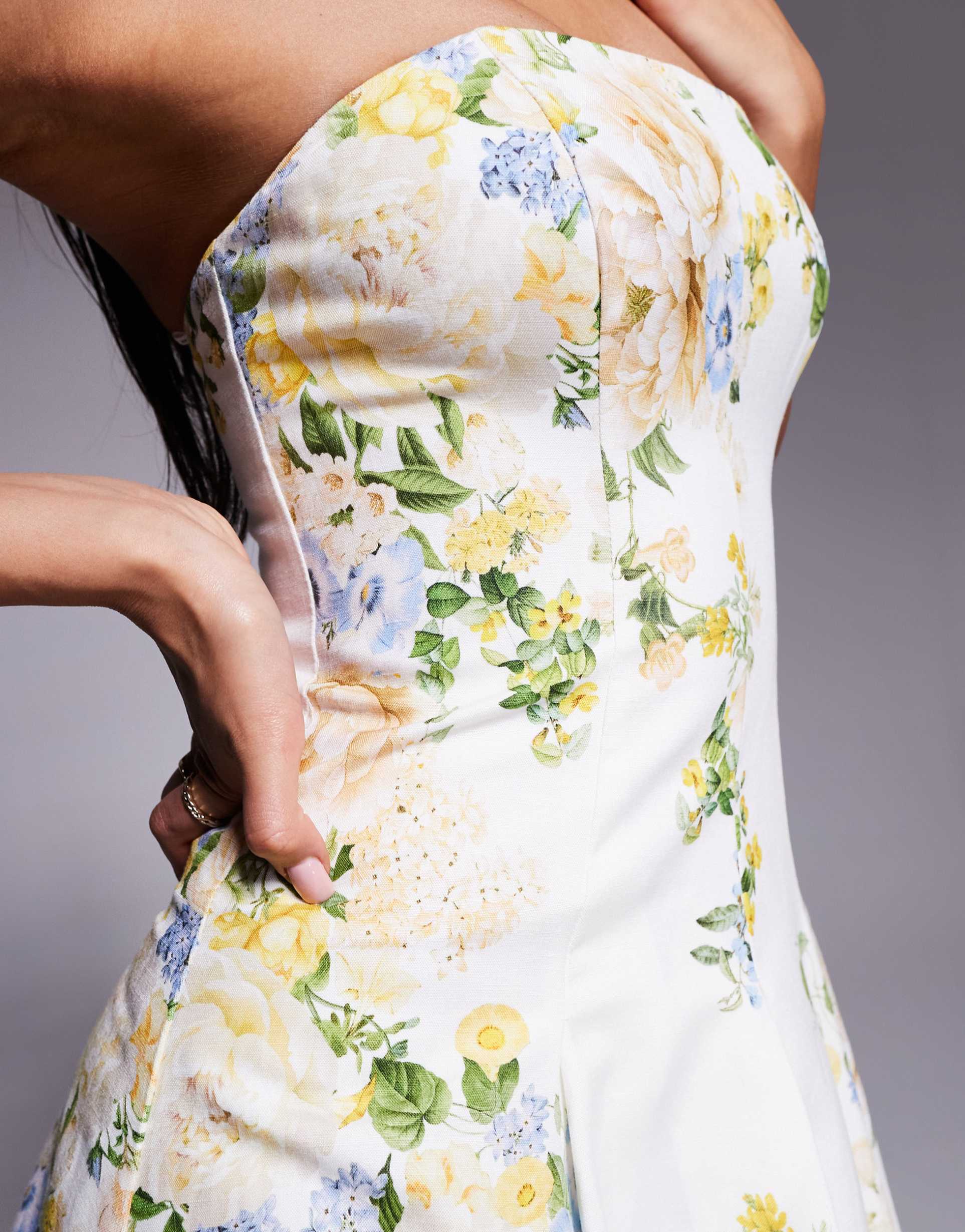 ever new stuctured midaxi in yellow and green floral