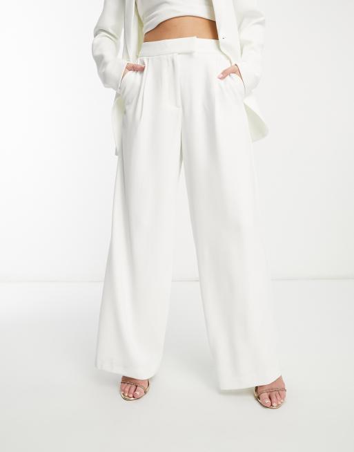 White crepe outlet wide leg trousers