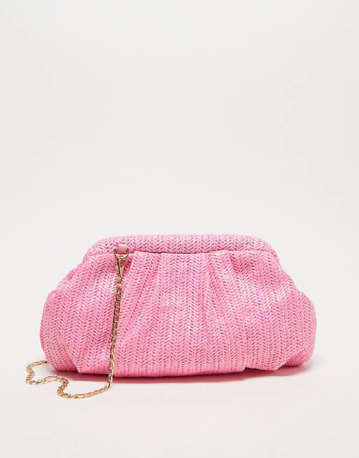 Ever New textured weave bag in bright pink | ASOS