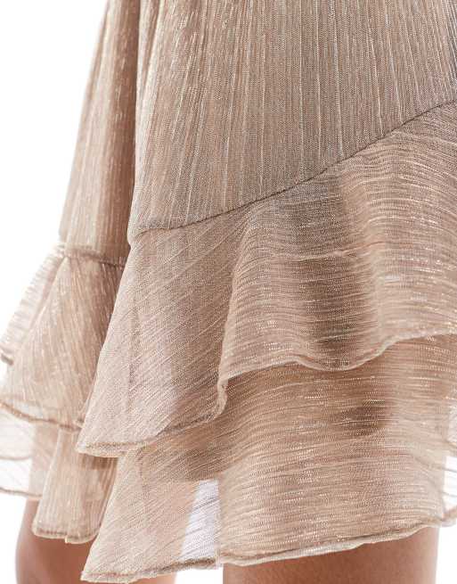 white christmas dresses Sandra Pleated Maxi Dress — Champagne Halter main image 1