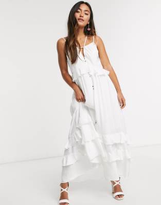 white layered maxi dress